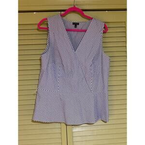 Talbots Blue & White Striped Sleevless op with Belt - Size 12 - Posh!